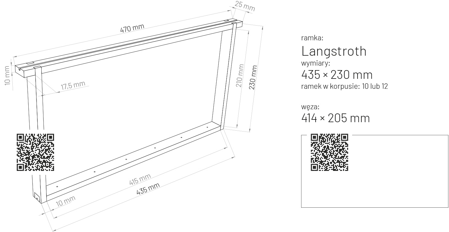 wymiary ramki Langstroth
